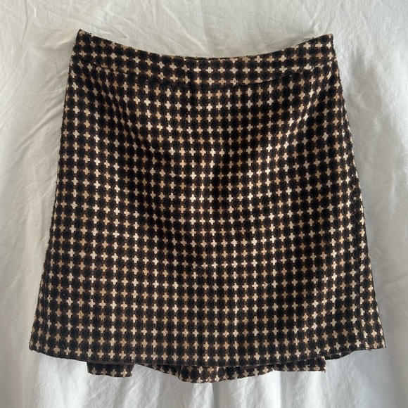 🍂ANN TAYLOR | LOFT | PLAID PLEATED SKIRT | BROWN & BLACK | SIZE 2 PETITE - Picture 3 of 10